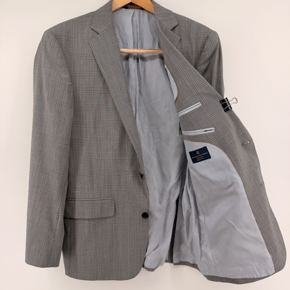 Brooks‎ Brothers Blazer Mens 41R Grey Explorer Regent Glen Plaid Wool Sport Coat